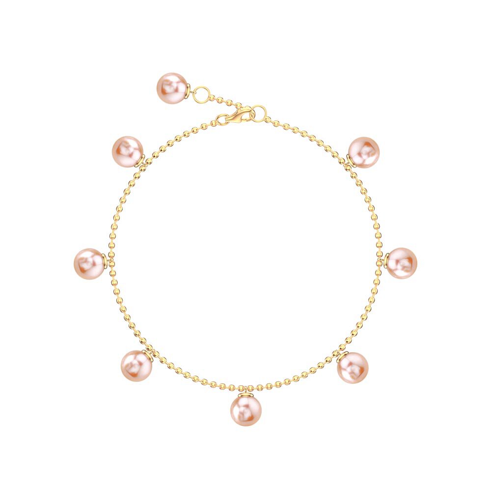 Venus Round Pink Pearl 18ct Gold Vermeil Drop Anklet
