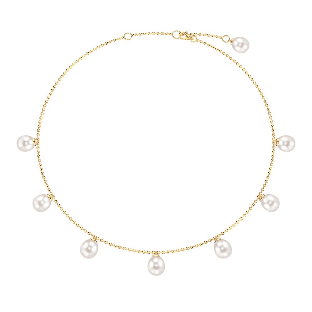 Venus Pearl 18ct Gold Vermeil Drop Choker Necklace