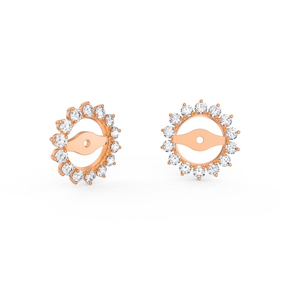 Fusion White Sapphire 9ct Rose Gold Earring Starburst Halo Jackets