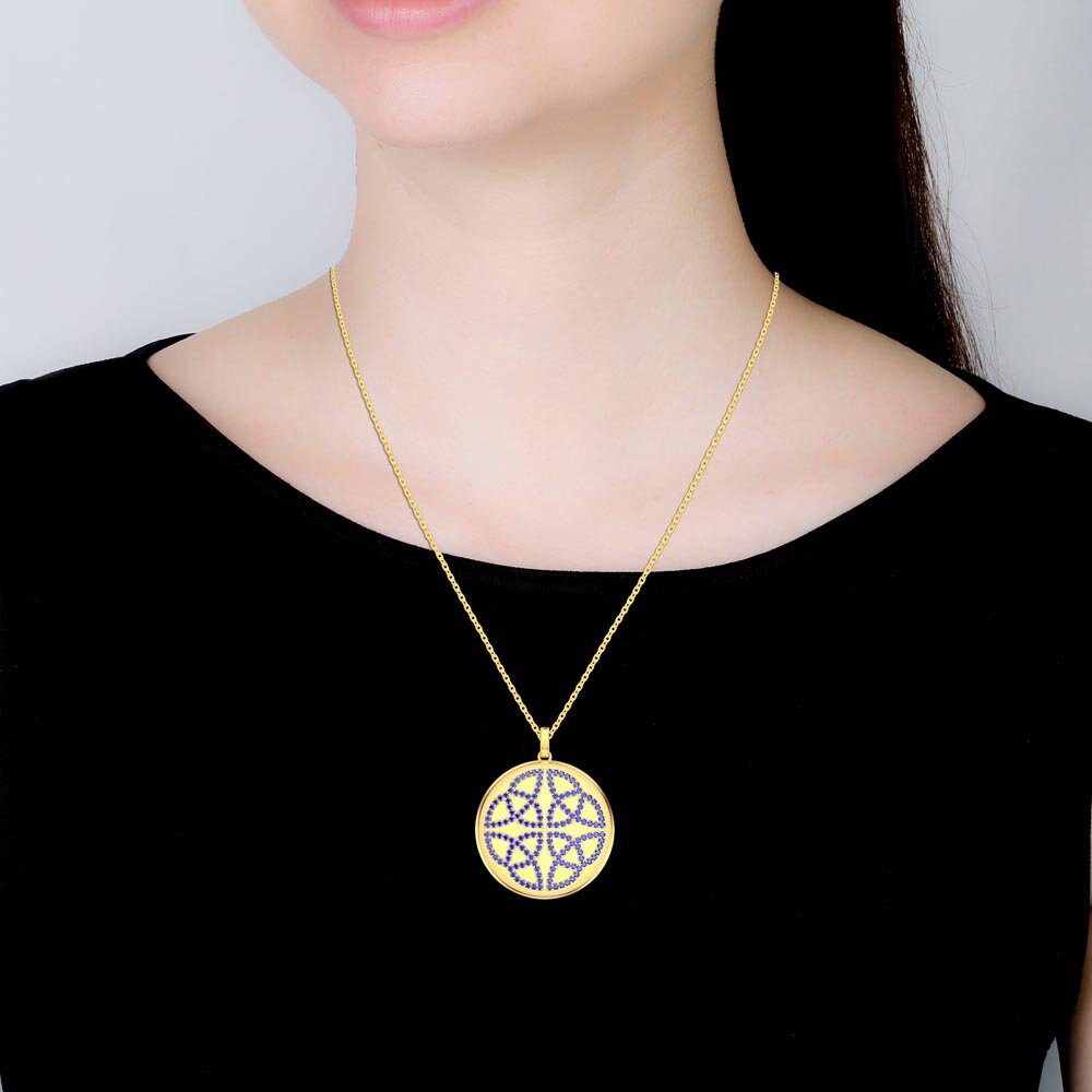 Charisma Sapphire Celtic Knot 18ct Gold Vermeil Large Round Locket #2