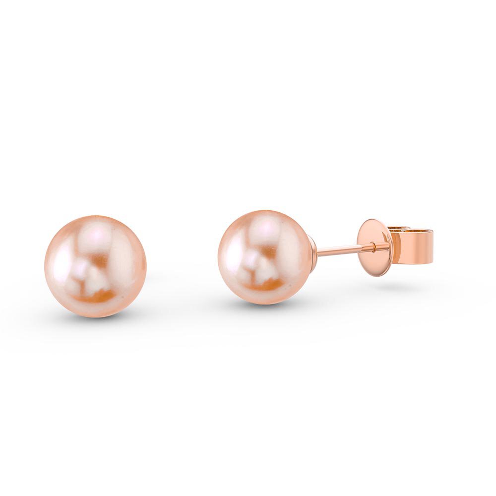 Venus Pink Pearl Platinum Rose Gold Vermeil Stud Earrings 5.5 to 6.0mm