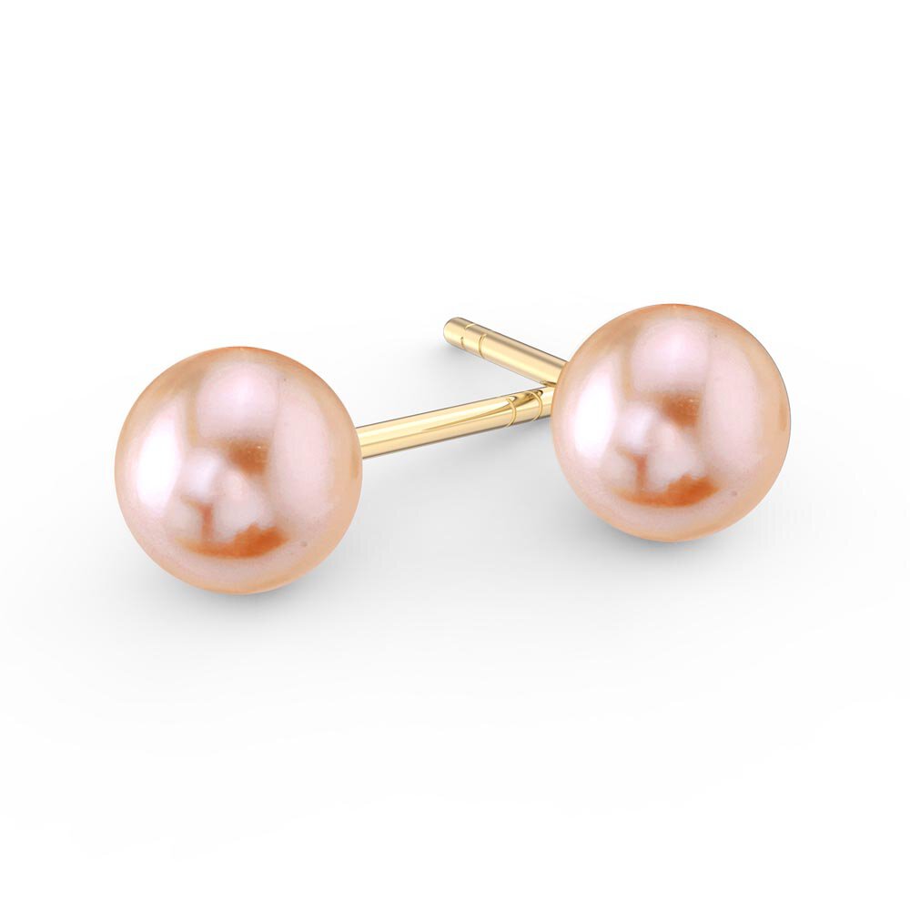 Fusion Pink Pearl 18ct Gold Vermeil Round Stud and Round Drop Earrings Set #2