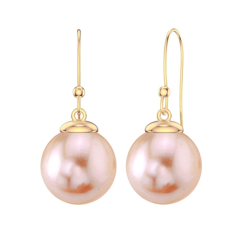 Venus Pink Pearl 18ct Gold Vermeil Drop Earrings 7.0 to 7.5mm