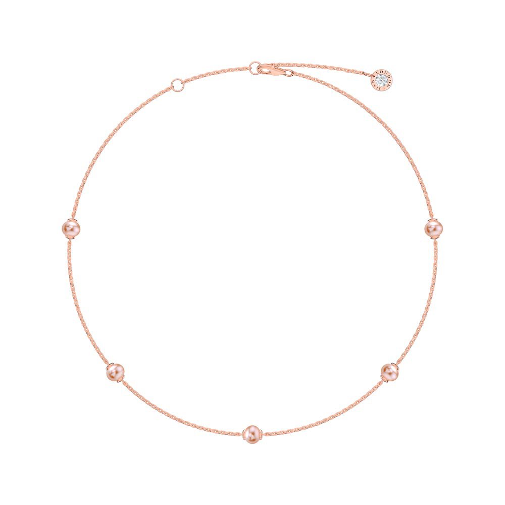 Pink Pearl By the Yard 18ct Rose Gold Vermeil Choker Necklace