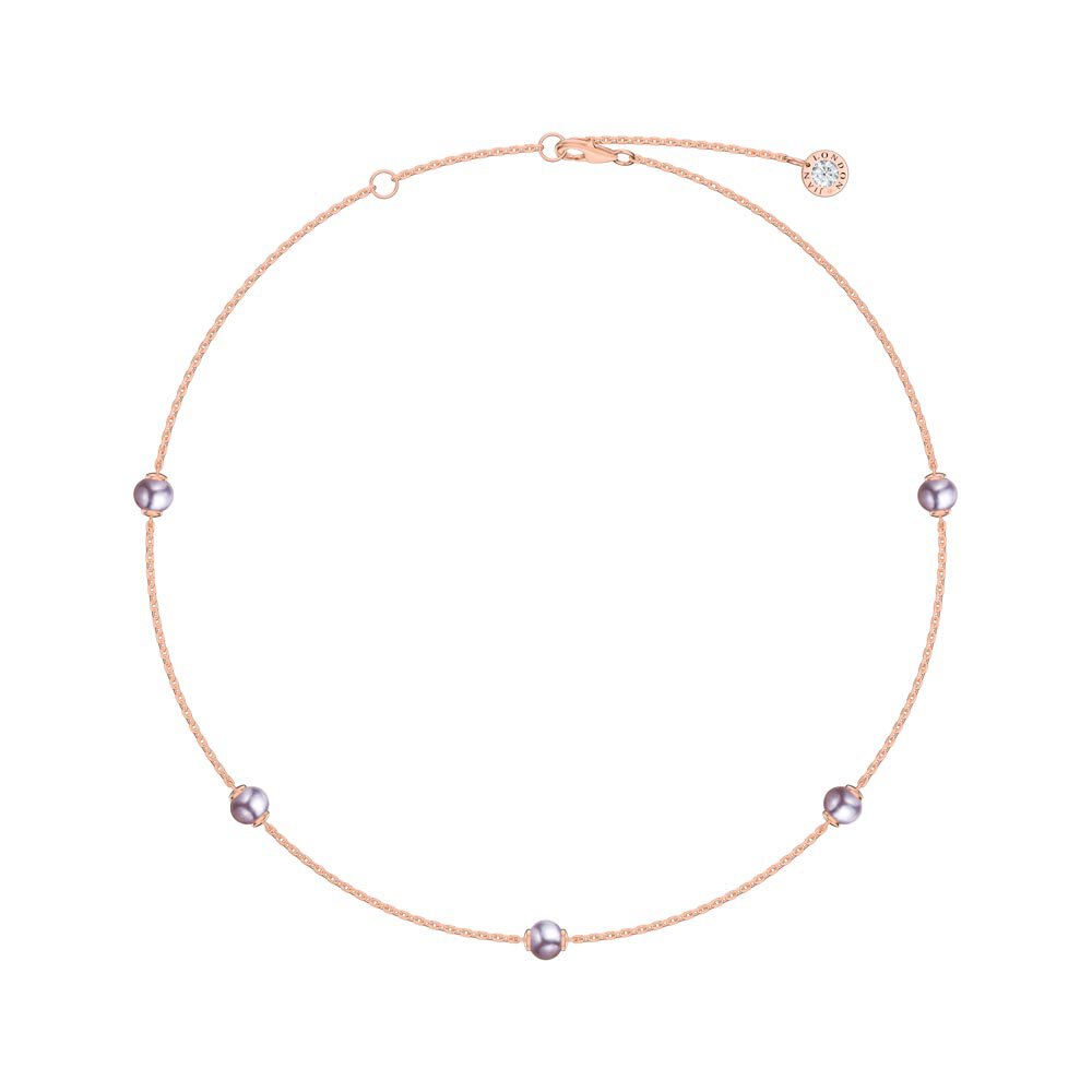 Lilac Pearl By the Yard 18ct Rose Gold Vermeil Choker Necklace