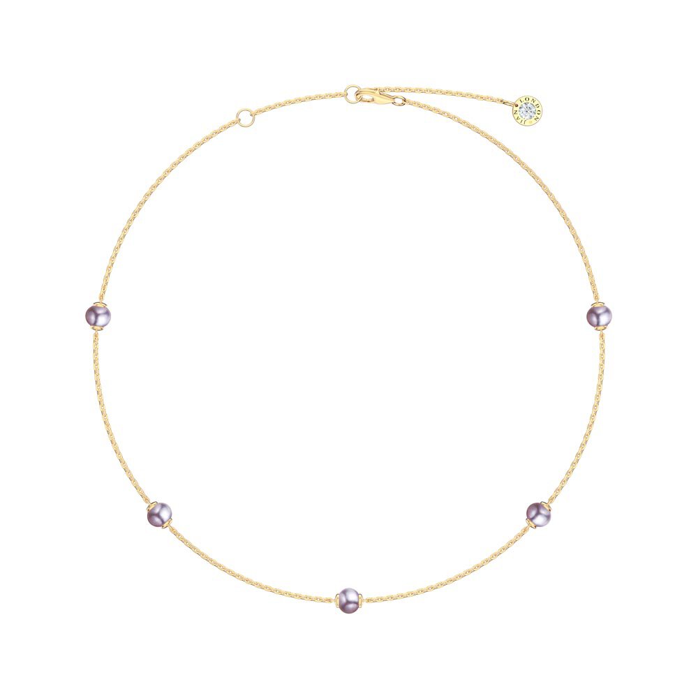 Lilac Pearl By the Yard 18ct Gold Vermeil Choker Necklace