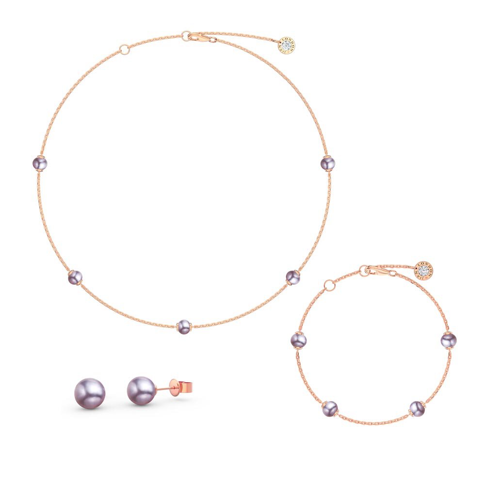 Lilac Pearl By the Yard 18ct Rose Gold Vermeil Jewellery Set