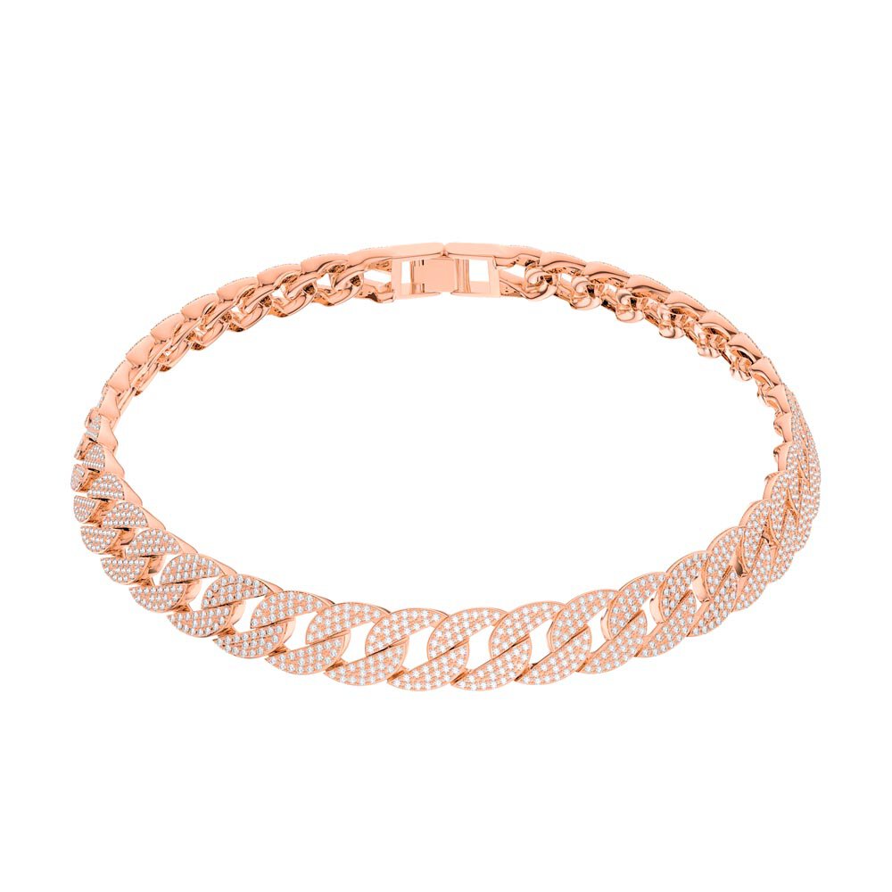 Infinity White Sapphire 18ct Rose Gold Vermeil Silver Pave Link Choker Necklace