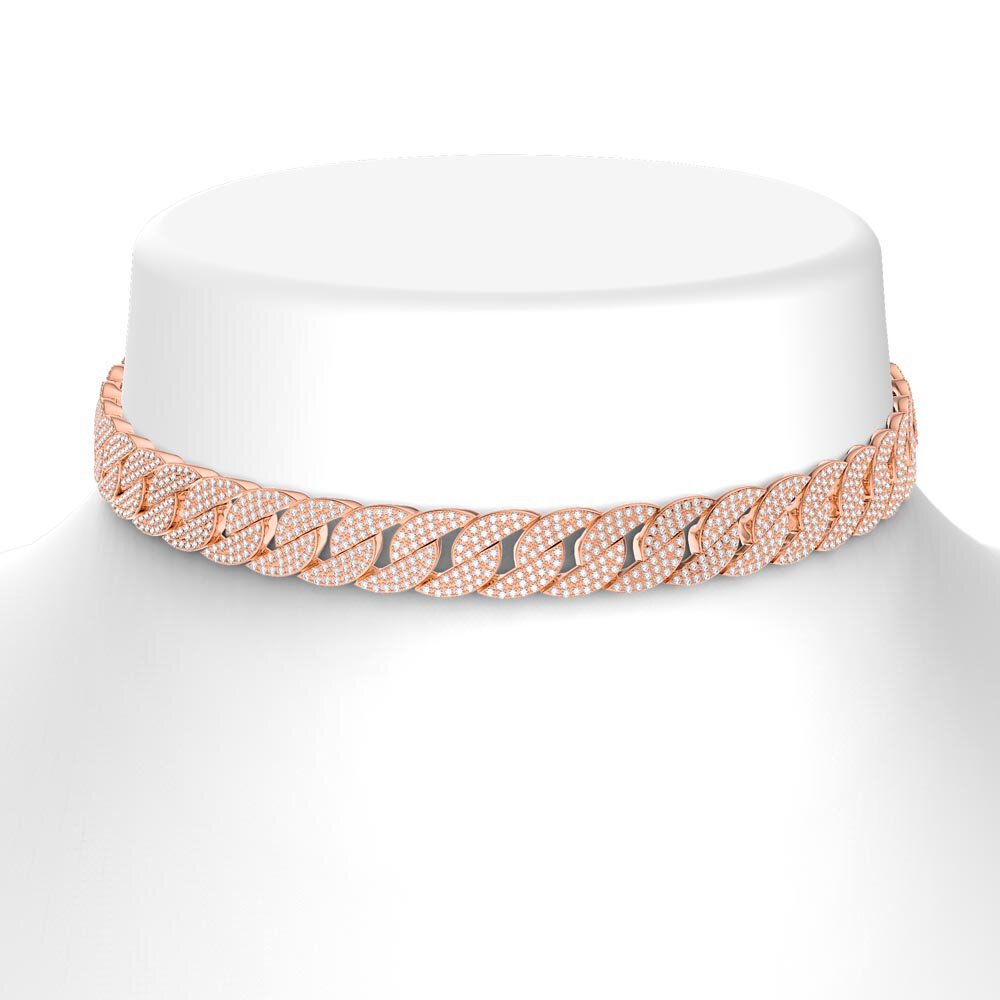 Infinity White Sapphire 18ct Rose Gold Vermeil Silver Pave Link Choker Necklace #2