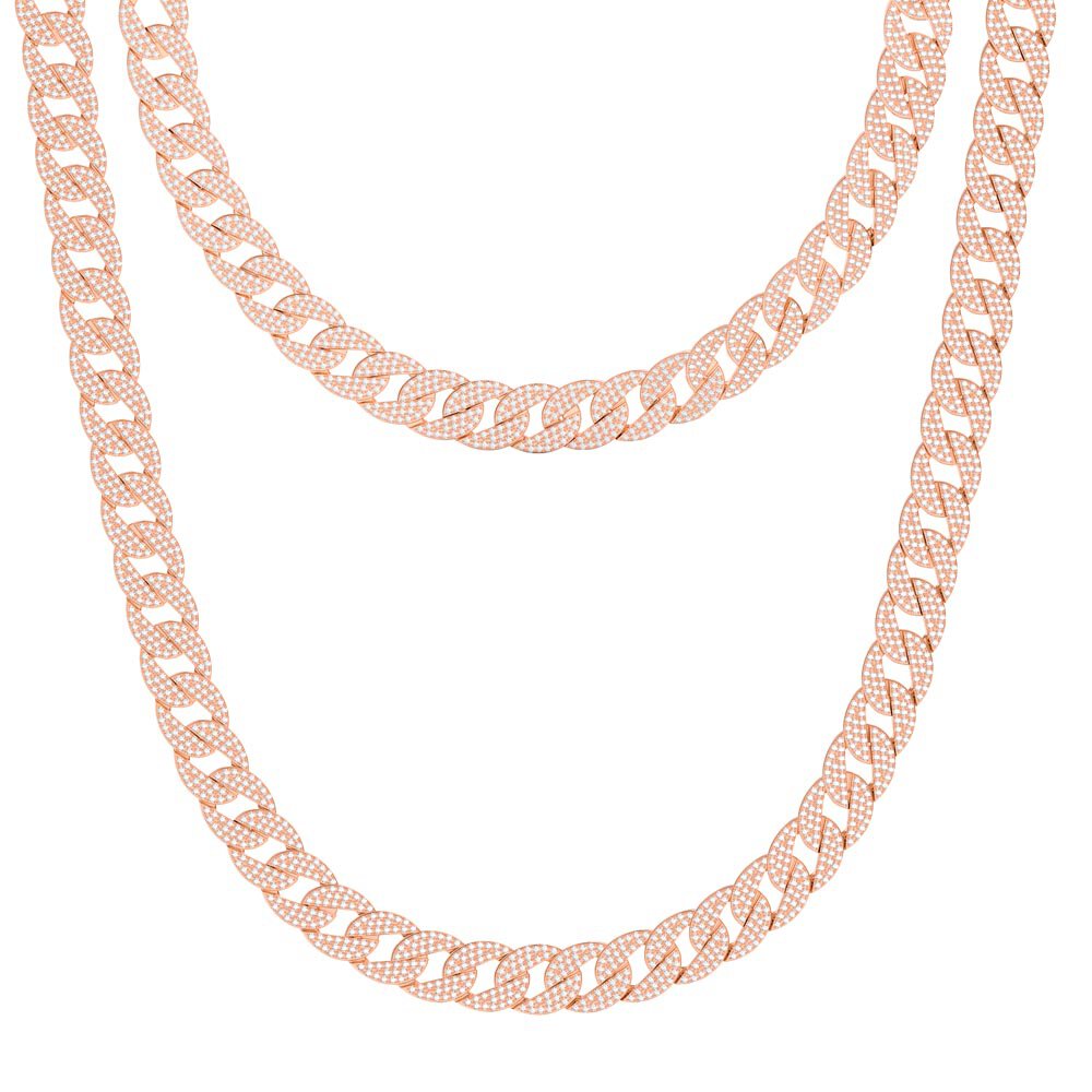 Infinity White Sapphire 18ct Rose Gold Vermeil Silver Pave Link Choker Necklace #3