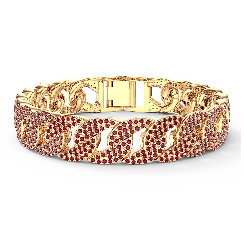 Infinity Ruby 18ct Gold Vermeil Silver Pave Link Bracelet