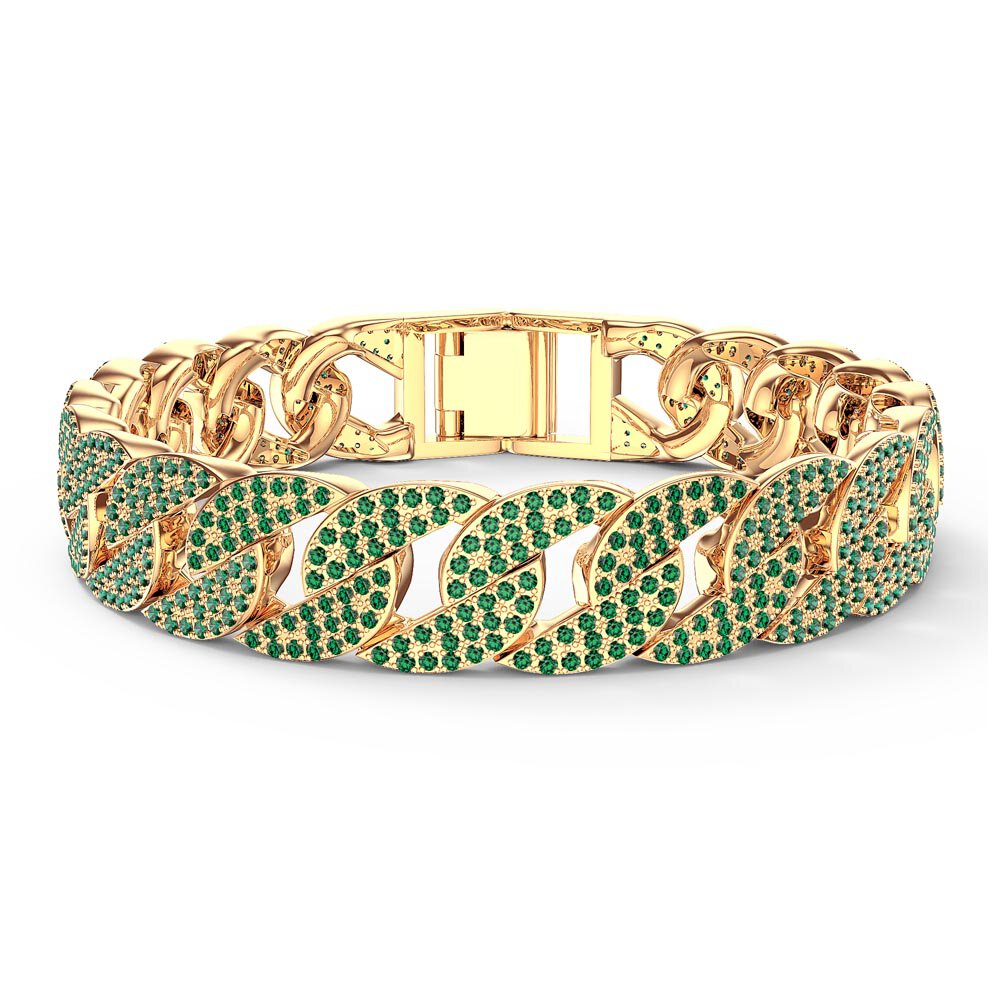 Infinity Emerald 18ct Gold Vermeil Pave Link Bracelet