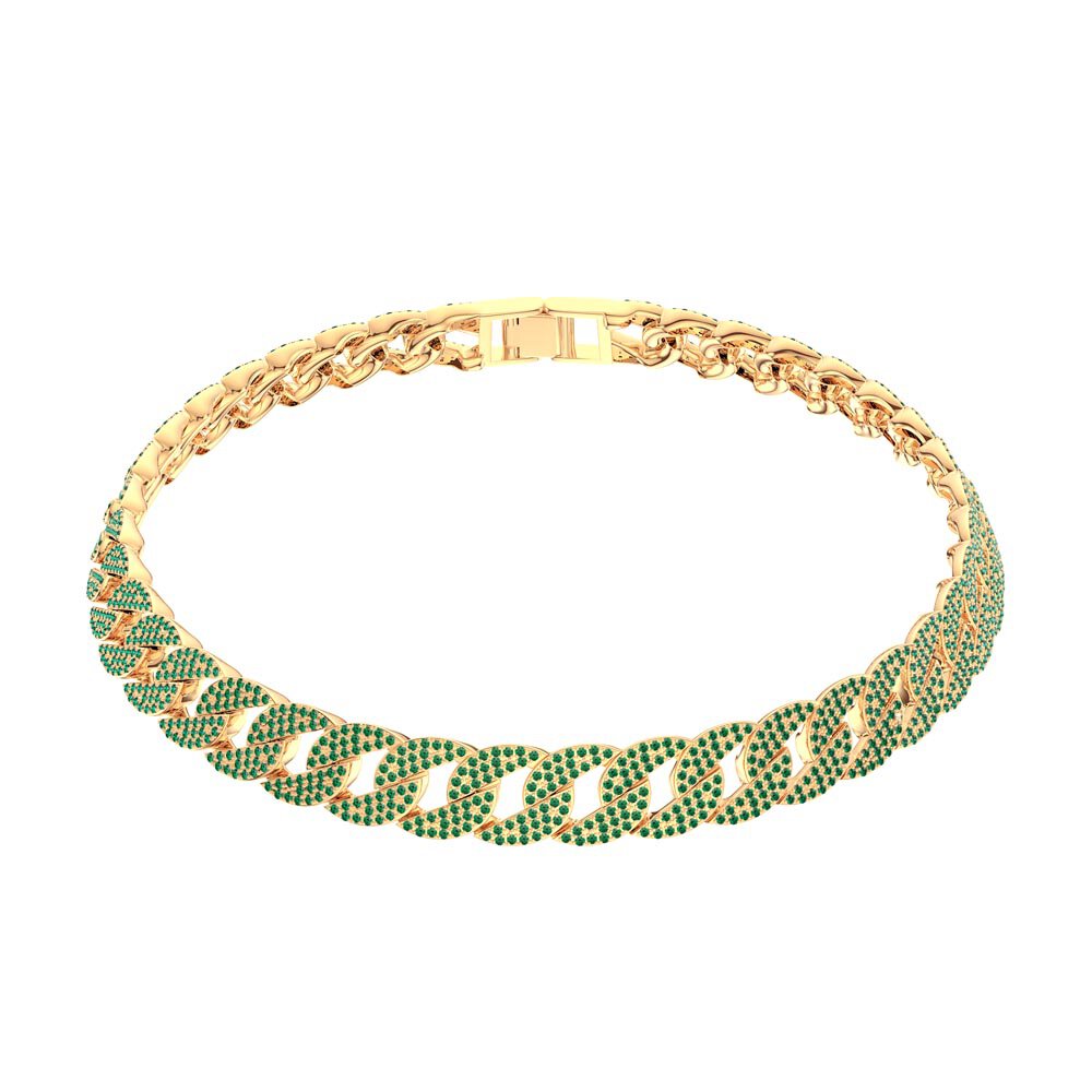 Infinity Emerald 18ct Gold Vermeil Pave Link Choker Necklace