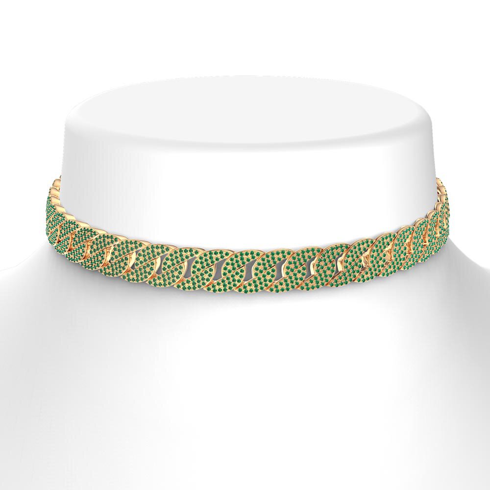 Infinity Emerald 18ct Gold Vermeil Pave Link Choker Necklace #2