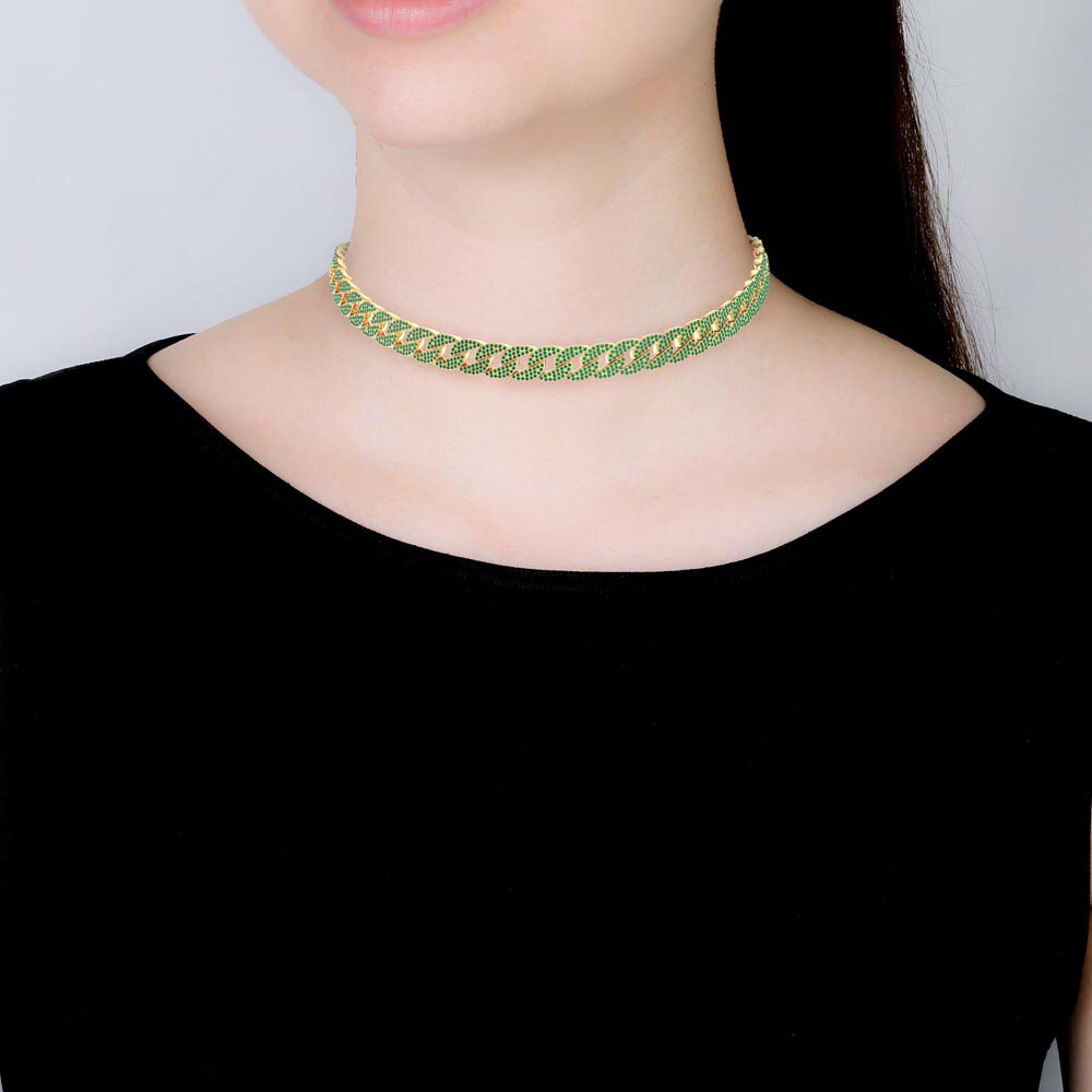 Infinity Emerald 18ct Gold Vermeil Pave Link Choker Necklace #4