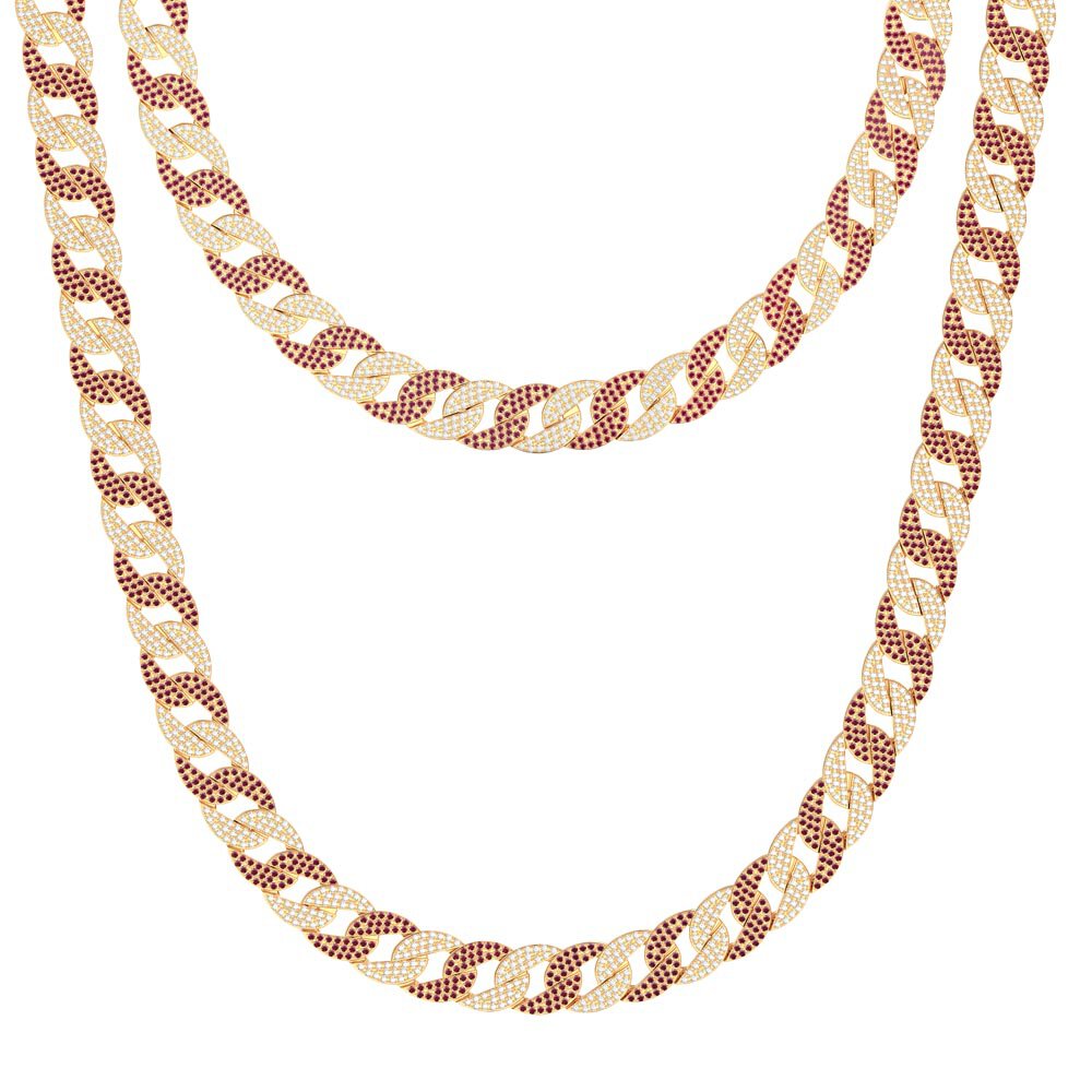Infinity Ruby and White Sapphire 18ct Gold Vermeil Pave Link Choker Necklace #3