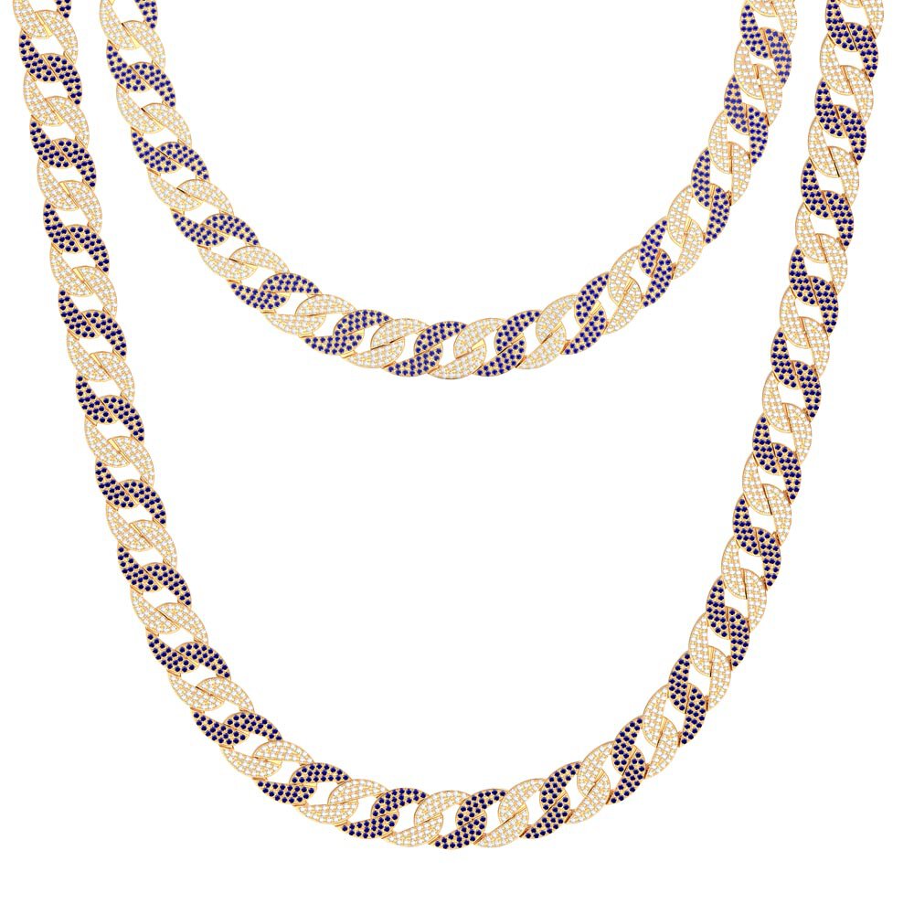 Infinity Blue and White Sapphire 18ct Gold Vermeil Pave Link Choker Necklace #3