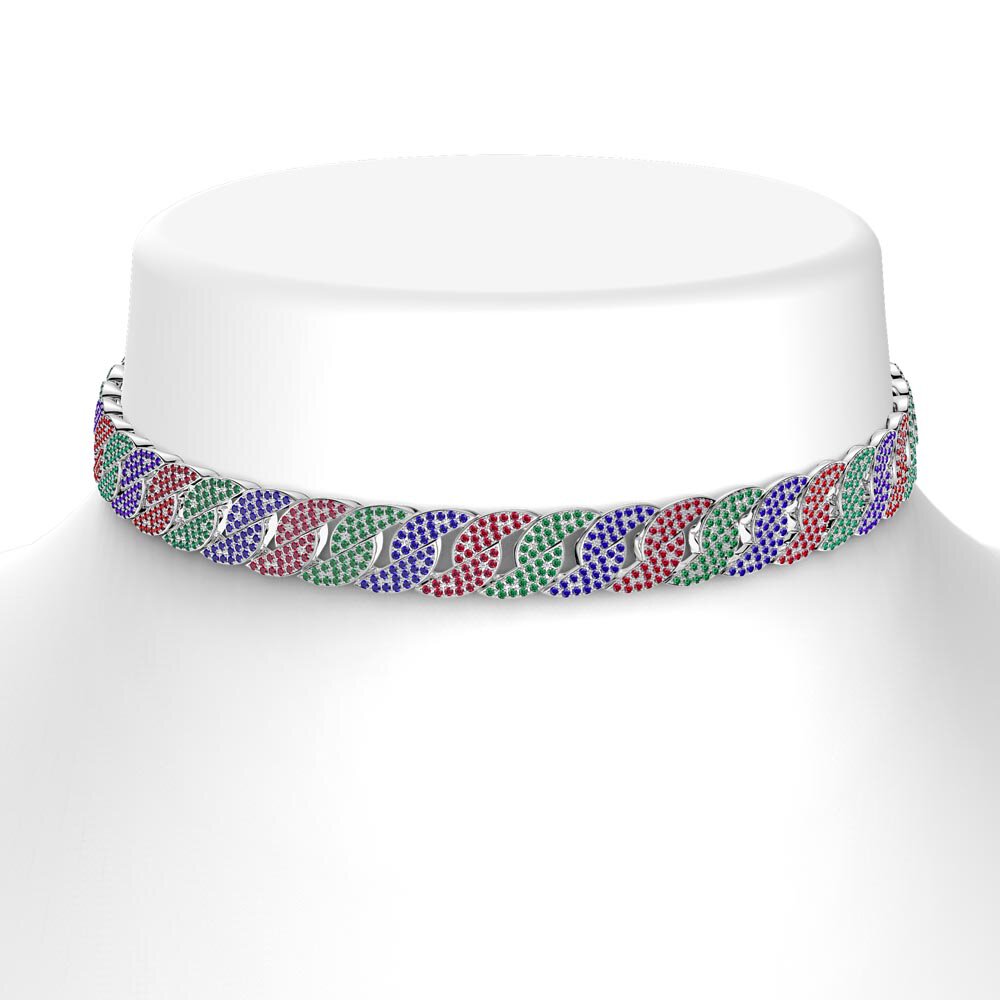 Infinity Rainbow Platinum plated Silver Pave Link Choker Necklace #2