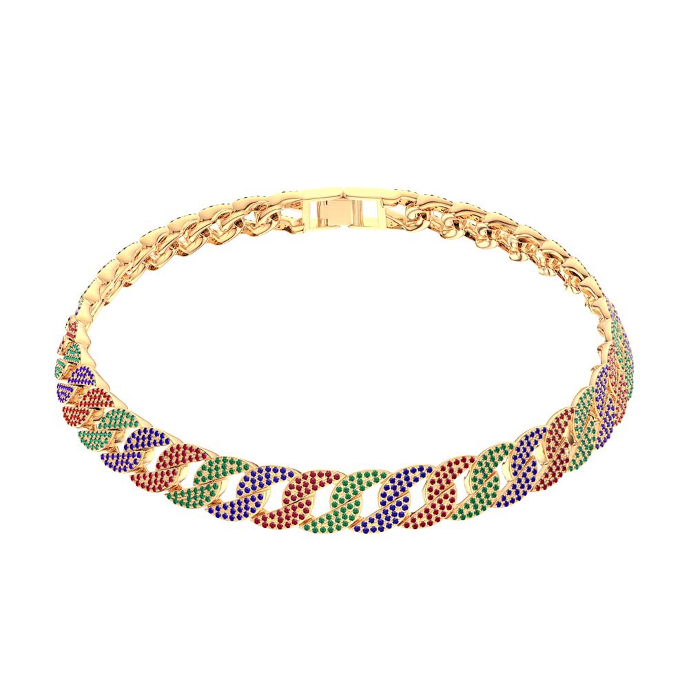 Infinity Rainbow 18ct Gold Vermeil Pave Link Choker Necklace