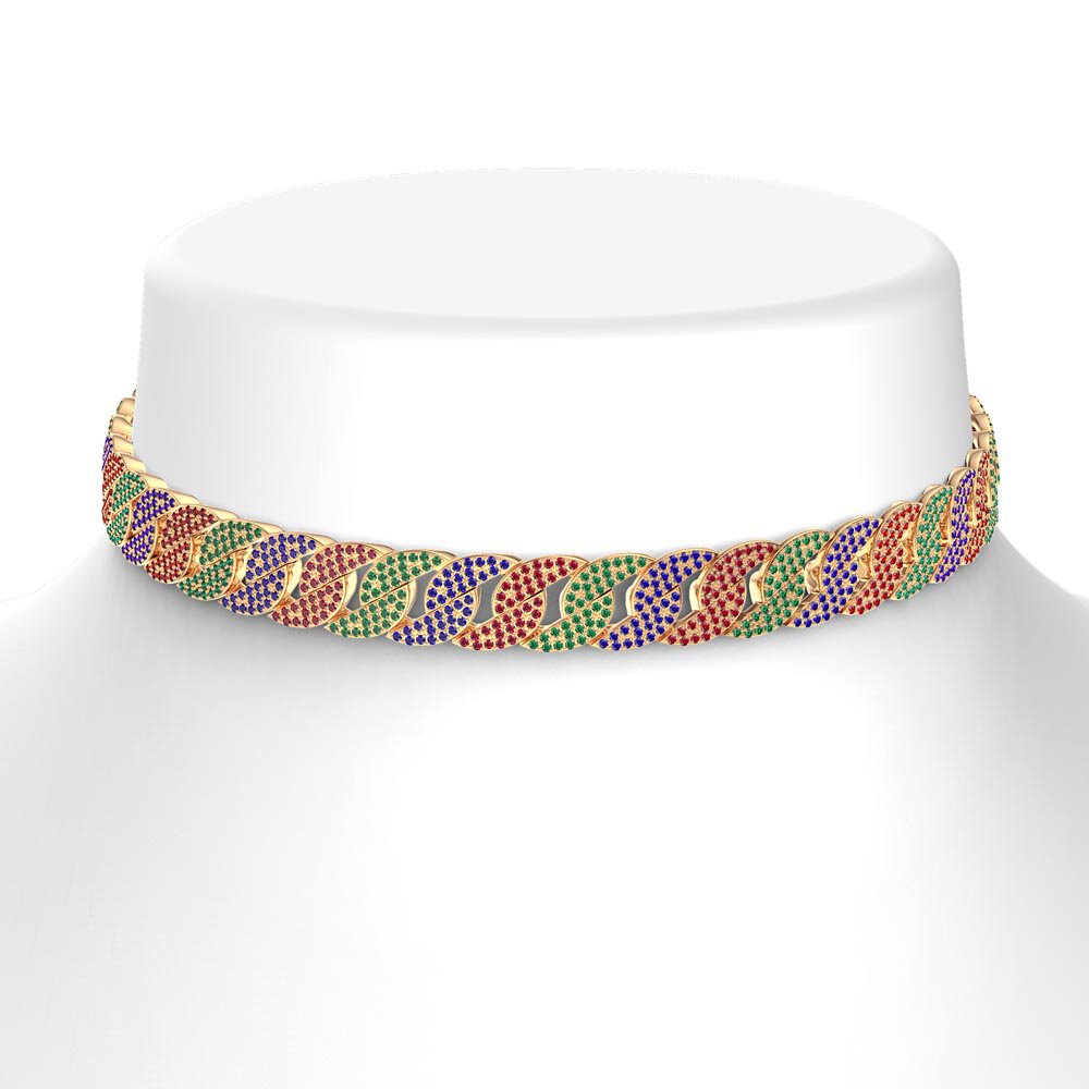 Infinity Rainbow 18ct Gold Vermeil Pave Link Choker Necklace #2