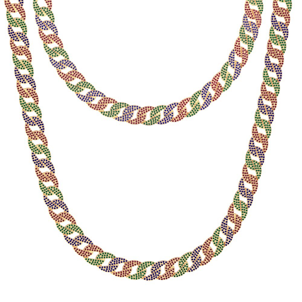 Infinity Rainbow 18ct Gold Vermeil Pave Link Choker Necklace #3