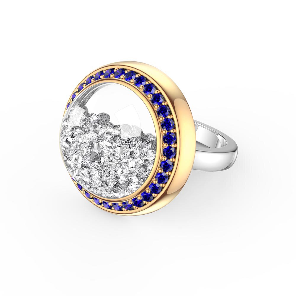 SnowDome 1ct Diamond Sapphire Pave 14ct Yellow Gold Ring