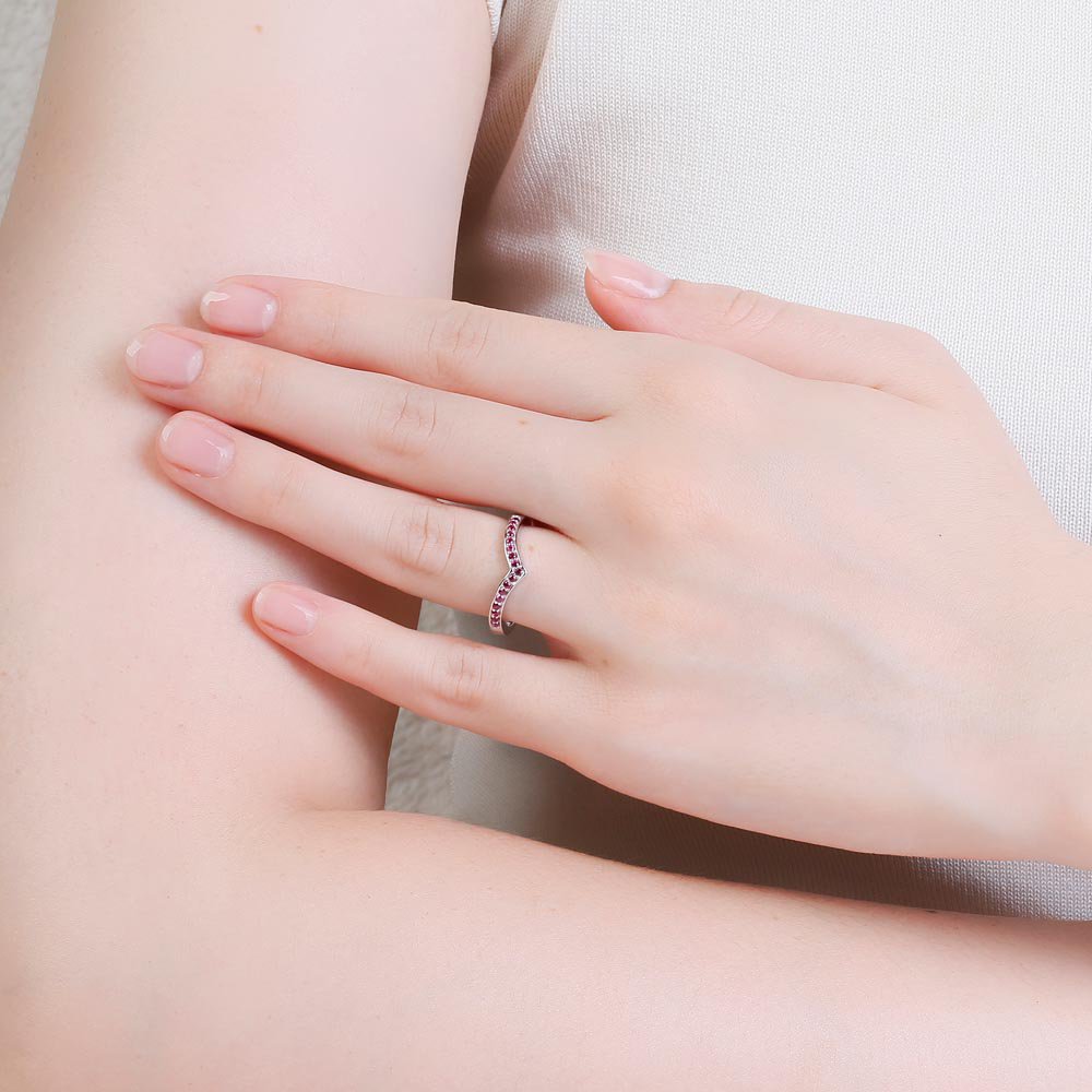 Unity Wishbone Ruby 18ct White Gold Wedding Ring #2