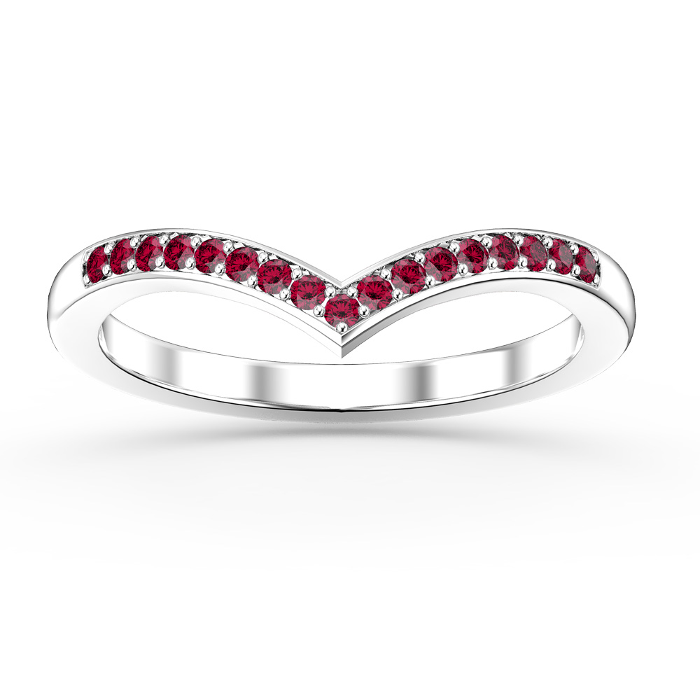 Unity Wishbone Ruby 18ct White Gold Wedding Ring