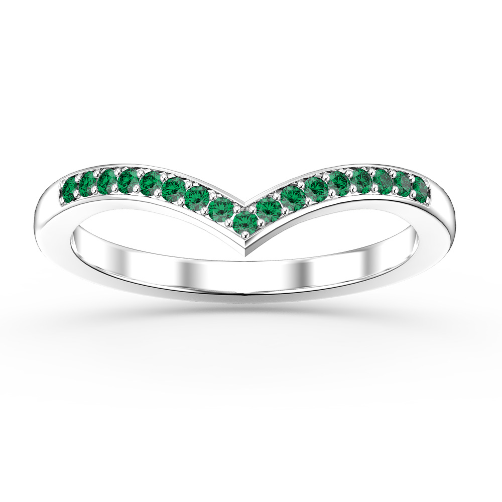 Unity Wishbone Emerald 9ct White Gold Promise Ring