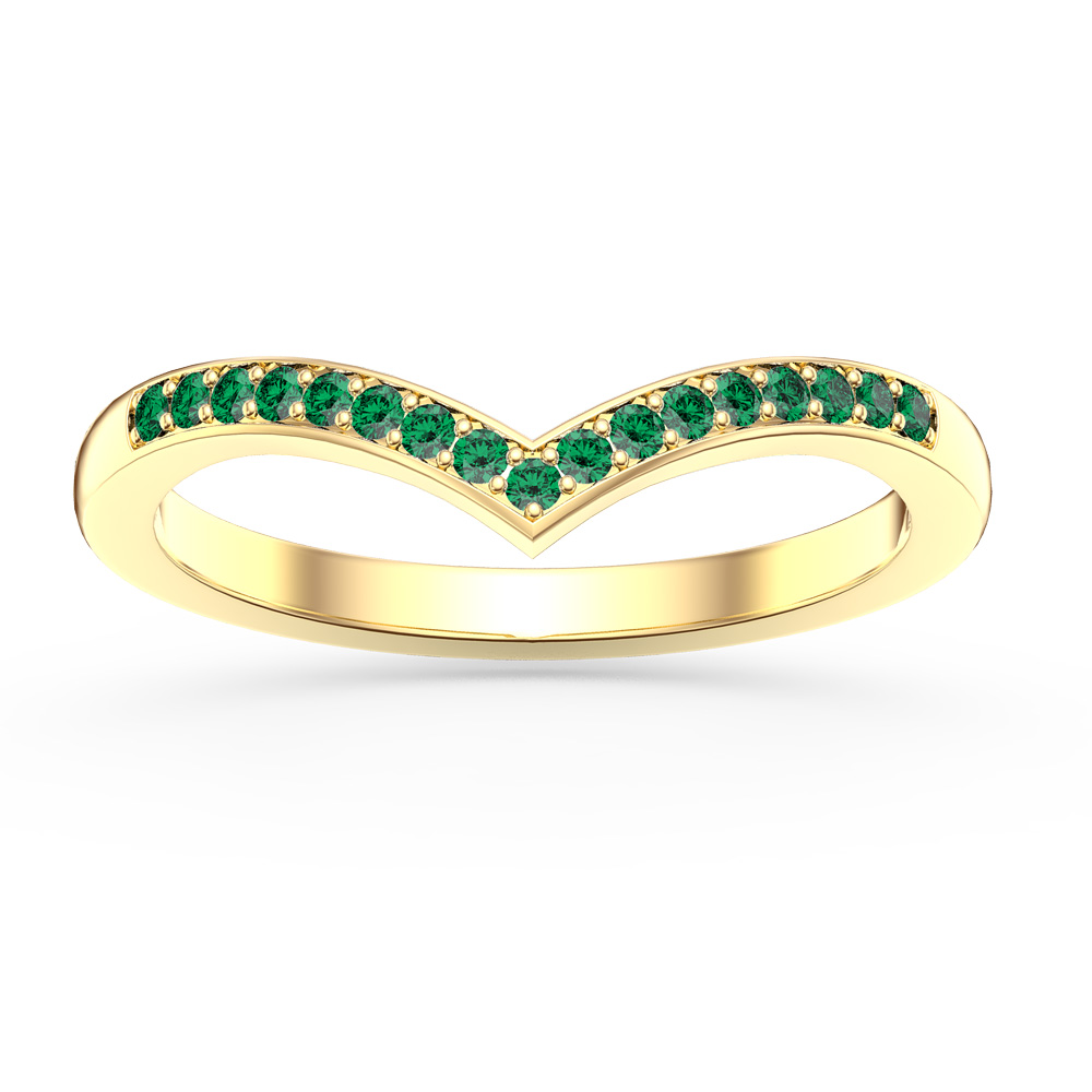 Unity Wishbone Emerald 18ct Yellow Gold Wedding Ring