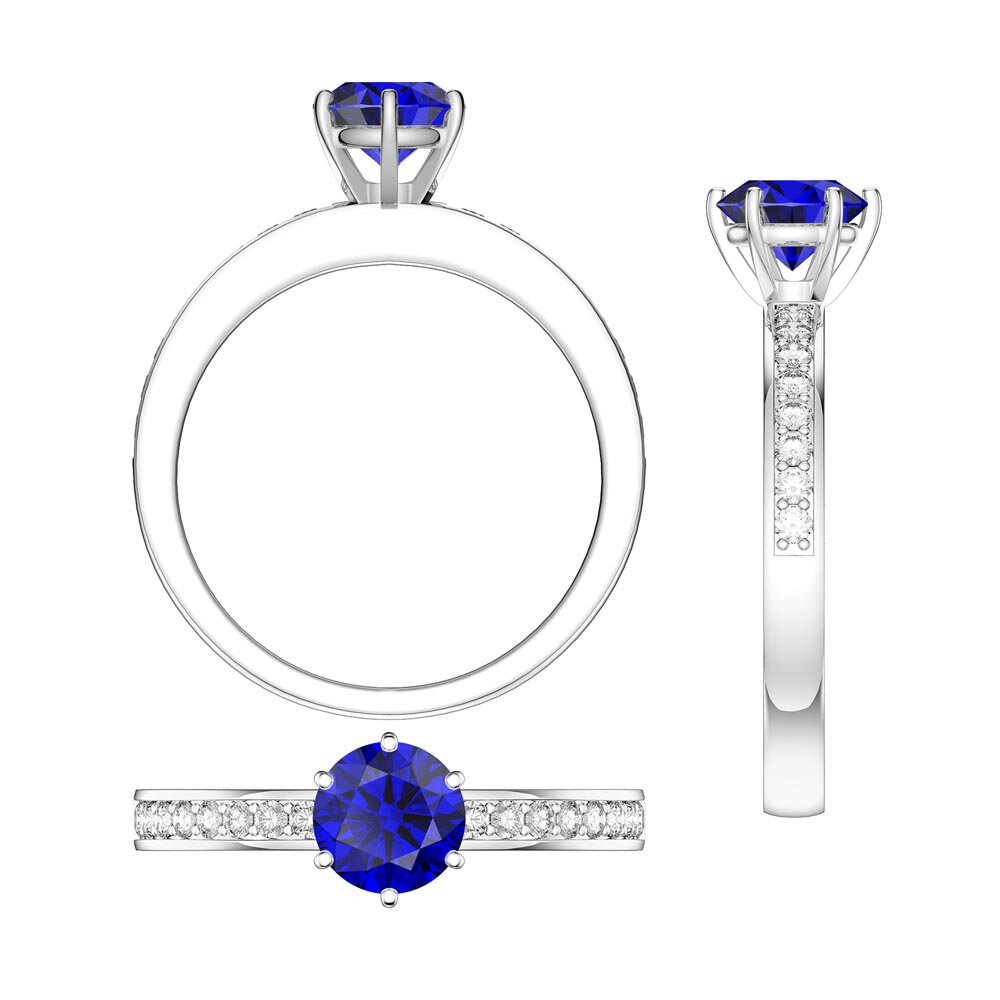 Unity 1ct Sapphire Lab Diamond Platinum Channel Set Engagement Ring #8