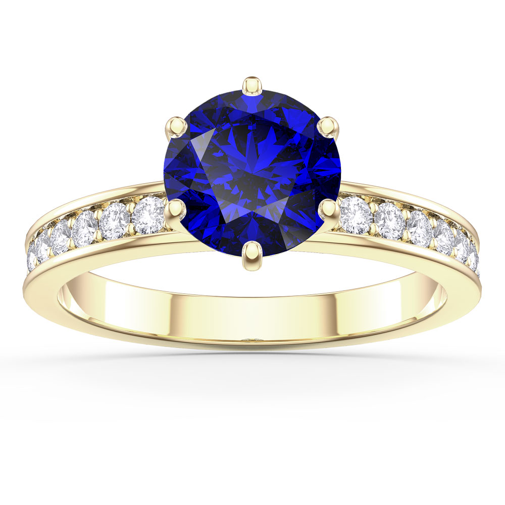 Unity 1ct Sapphire and Diamond 18ct Yellow Gold Channel Engagement Ring ...