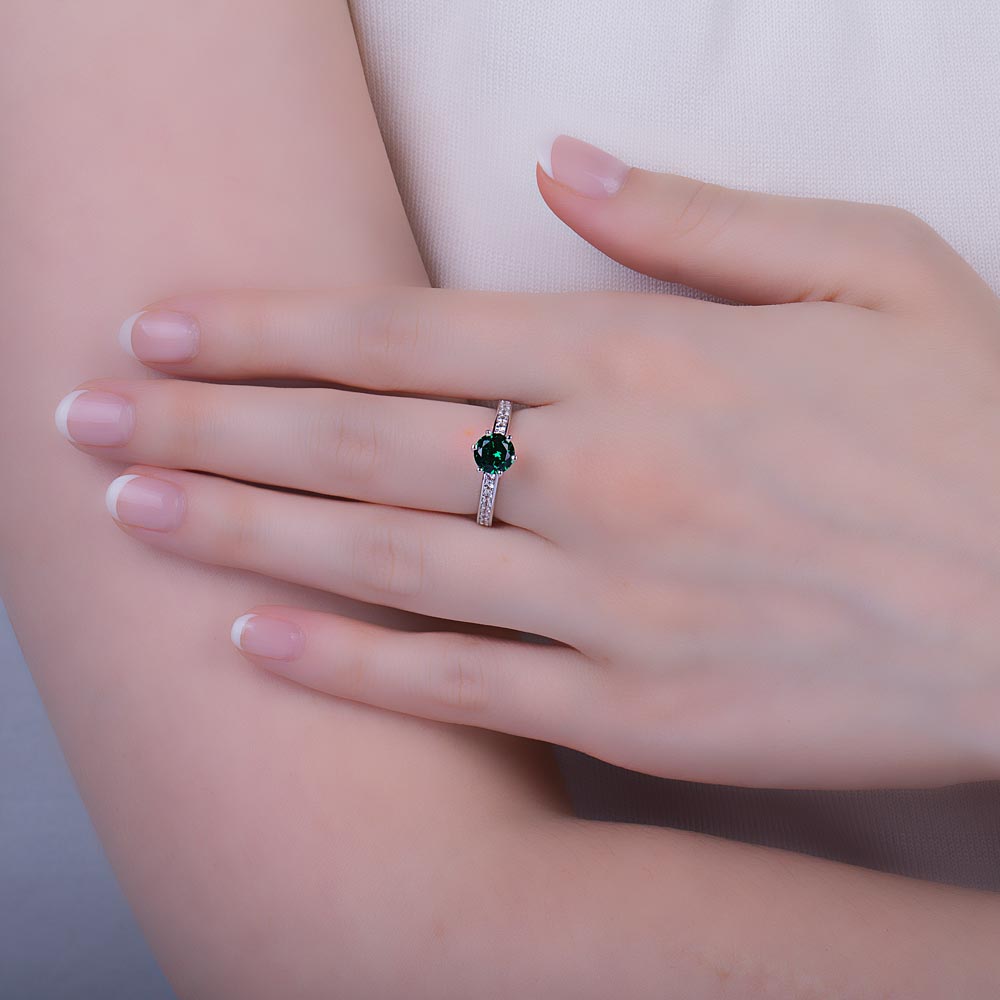 Unity 1ct Emerald Lab Diamond Platinum Channel Set Engagement Ring #2