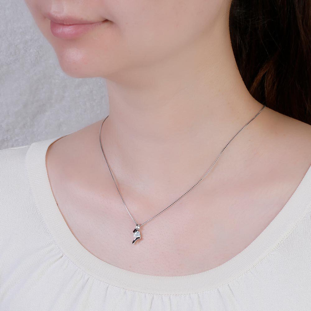 Combinations White Sapphire Heart Platinum plated Silver Pendant #2