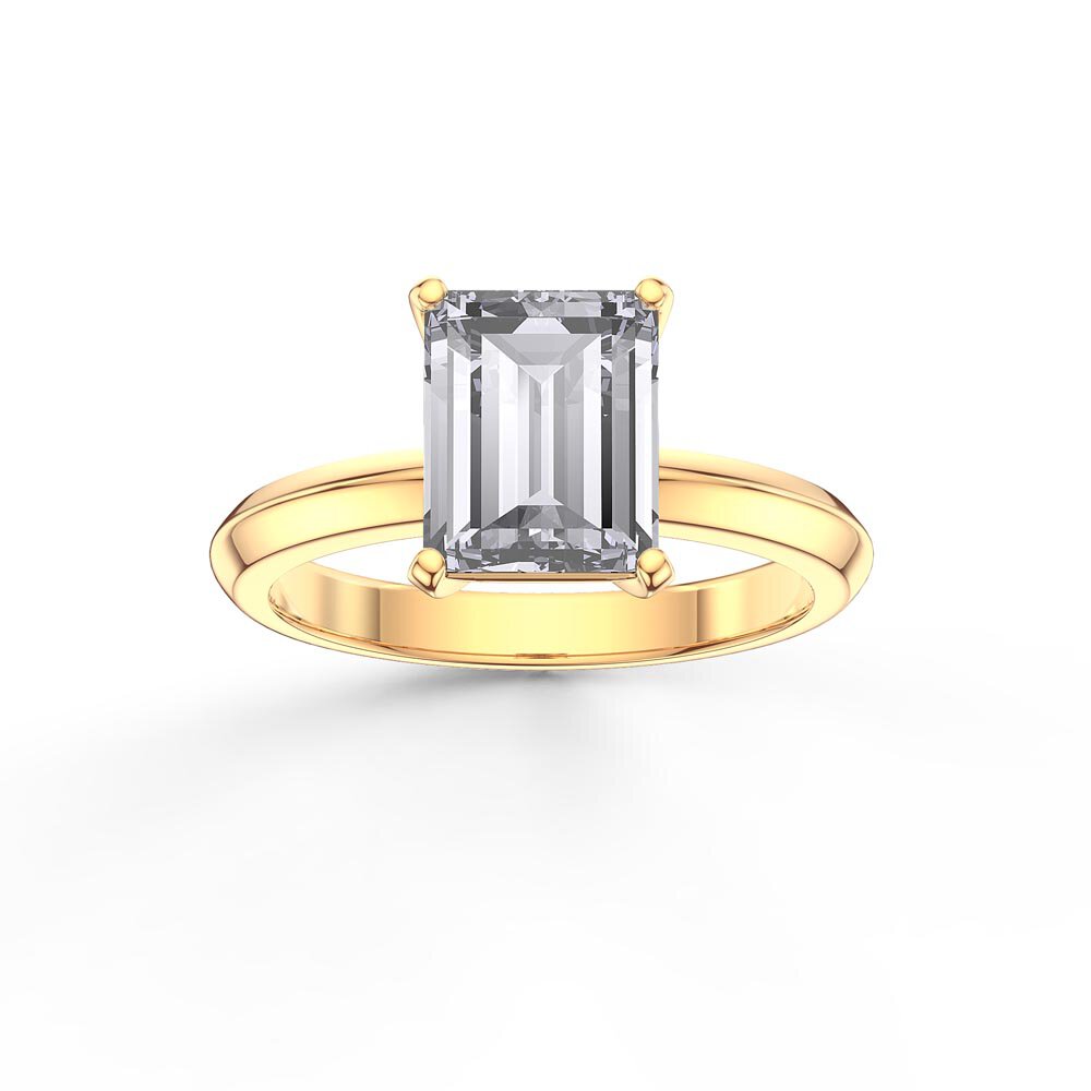 Unity 2ct Moissanite Emerald Cut Solitaire 18ct Yellow Gold Proposal Ring