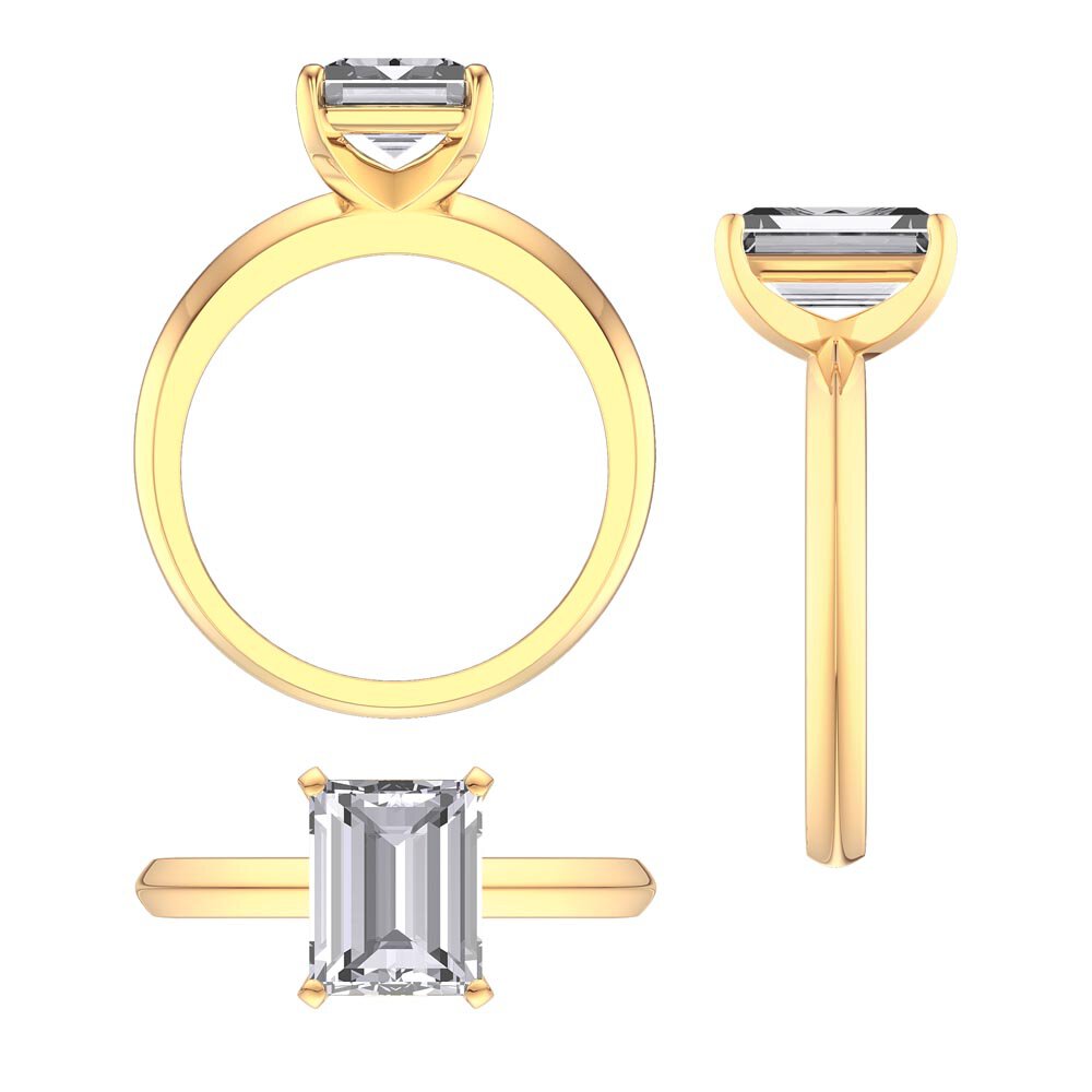 Unity 3ct Emerald Cut Lab Diamond 18ct Yellow Gold Engagement Ring #3