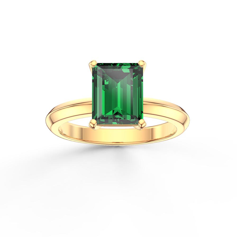 Unity 2ct Emerald Cut Emerald Solitaire 9ct Yellow Gold Proposal Ring