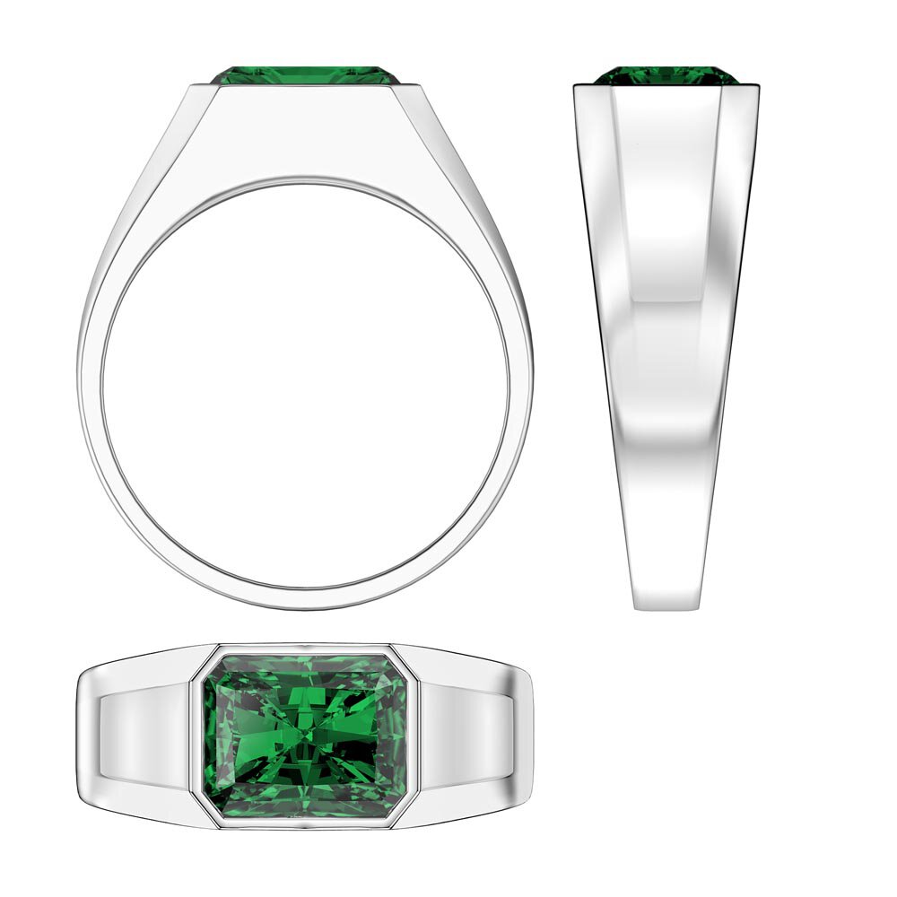 3ct Emerald Emerald cut 18ct White Gold Bezel Signet Ring #3