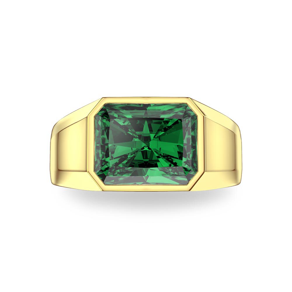 3ct Emerald Emerald cut 9ct Yellow Gold Bezel Signet Ring