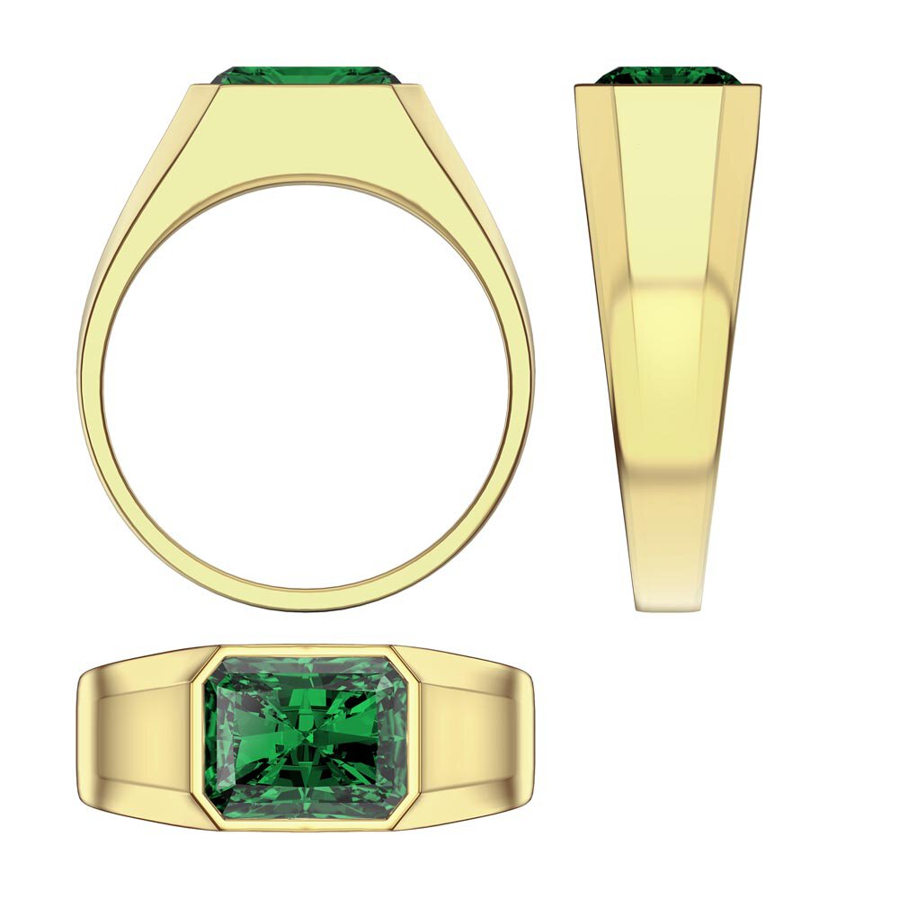 3ct Emerald Emerald cut 18ct Yellow Gold Bezel Signet Ring #3