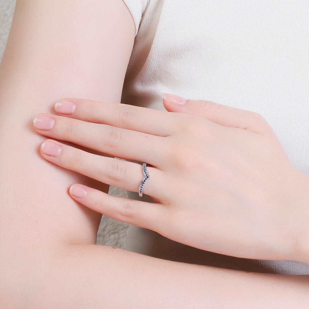 Unity Wishbone Sapphire 18ct Gold Wedding Ring #2