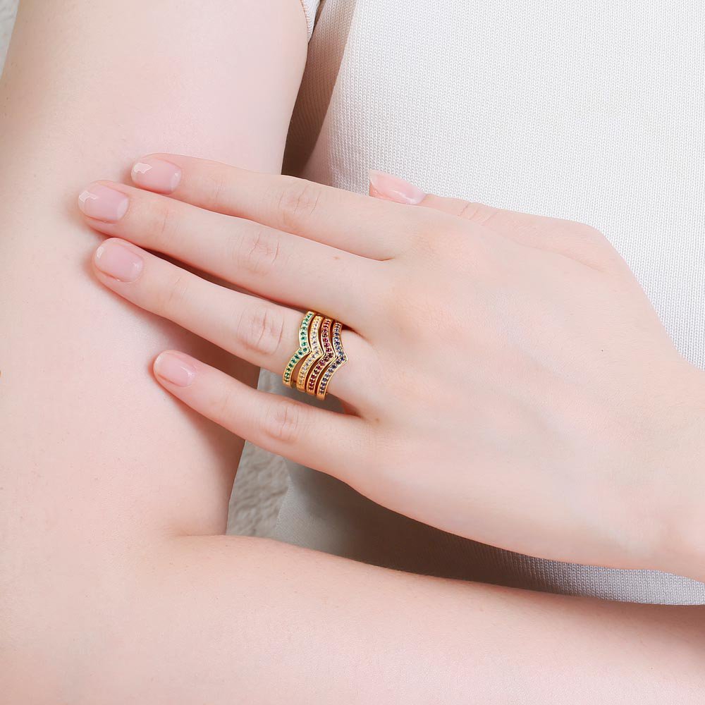 Unity Wishbone Sapphire 18ct Yellow Gold Wedding Ring #3