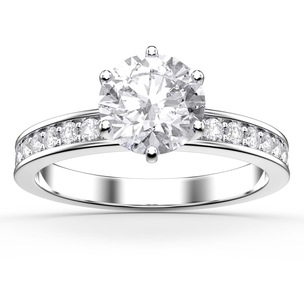 Unity 1ct Moissanite Platinum plated Silver Channel Promise Ring