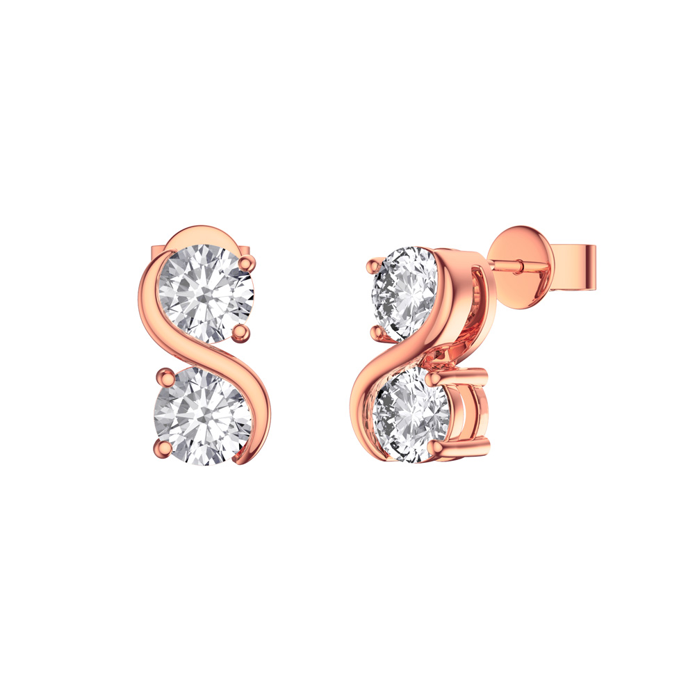 Infinity Moissanite 18ct Rose Gold Vermeil S Bar Stud Earrings