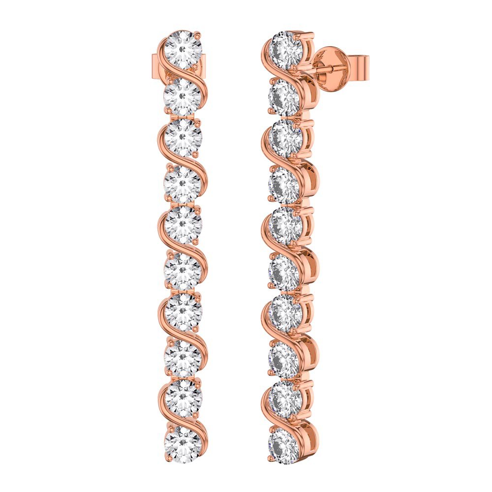 Infinity Moissanite 18ct Rose Gold Vermeil S Bar Earrings