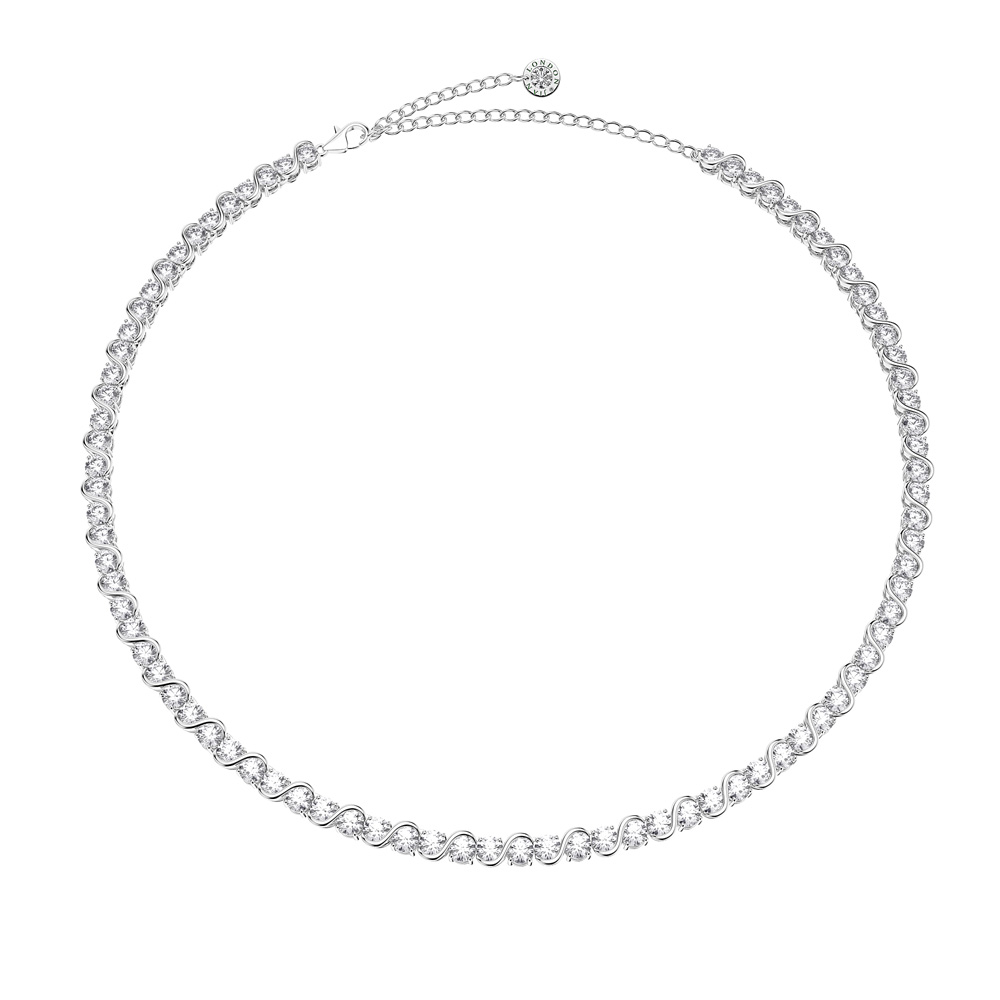 Infinity 20ct Moissanite Platinum Plated Silver S Bar Tennis Necklace