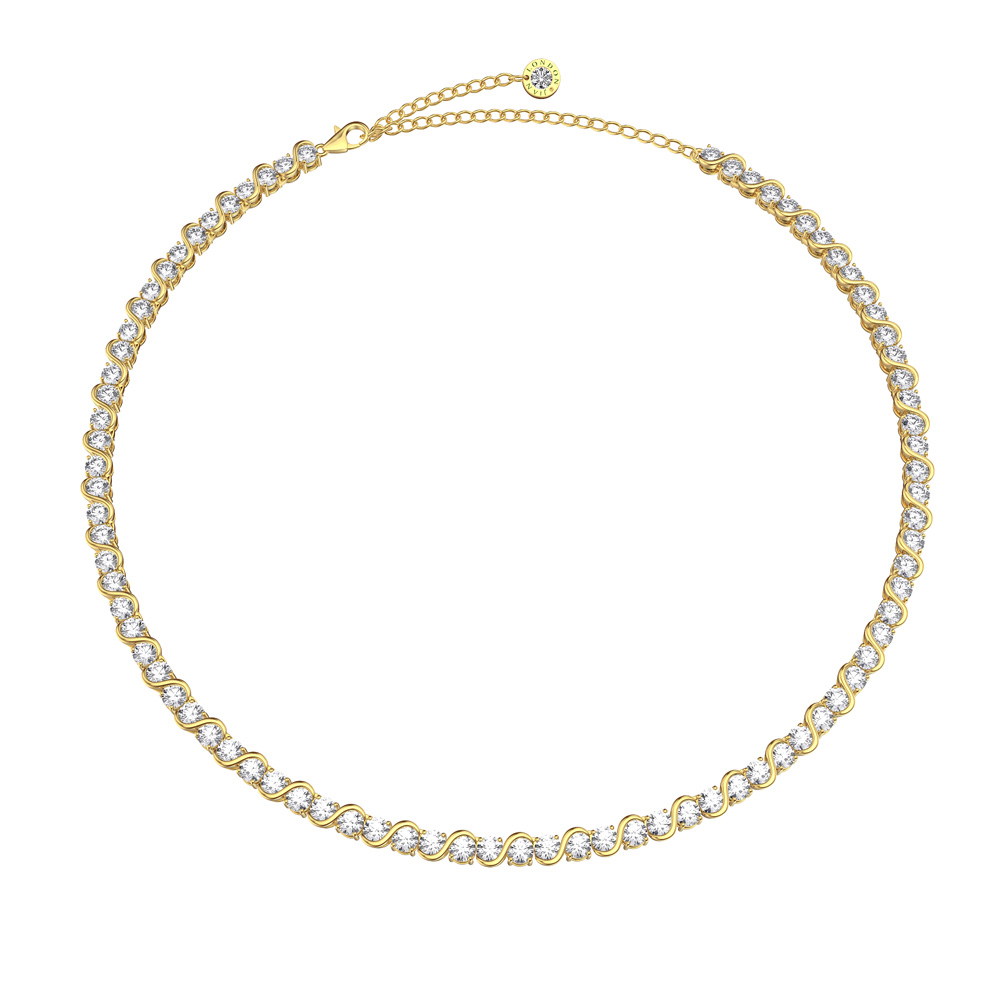 Infinity 20ct White Sapphire 18ct Gold Vermeil S Bar Tennis Necklace