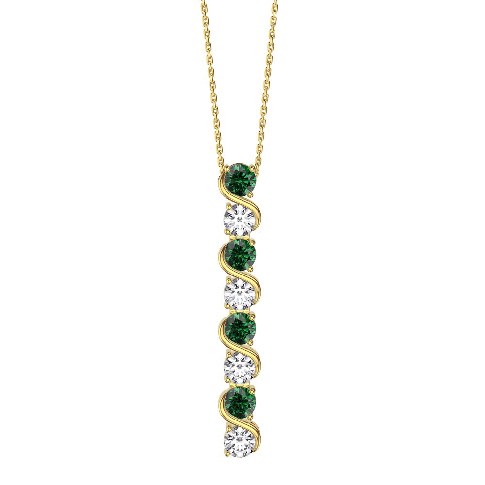 Infinity Emerald CZ and White Sapphire 18ct Gold Vermeil S Bar Pendant Necklace #1