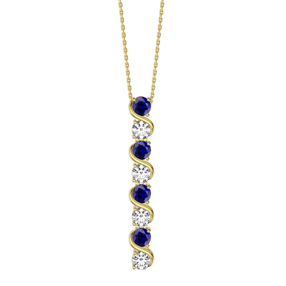Infinity Sapphire and Moissanite 18ct Gold Vermeil S Bar Pendant Necklace