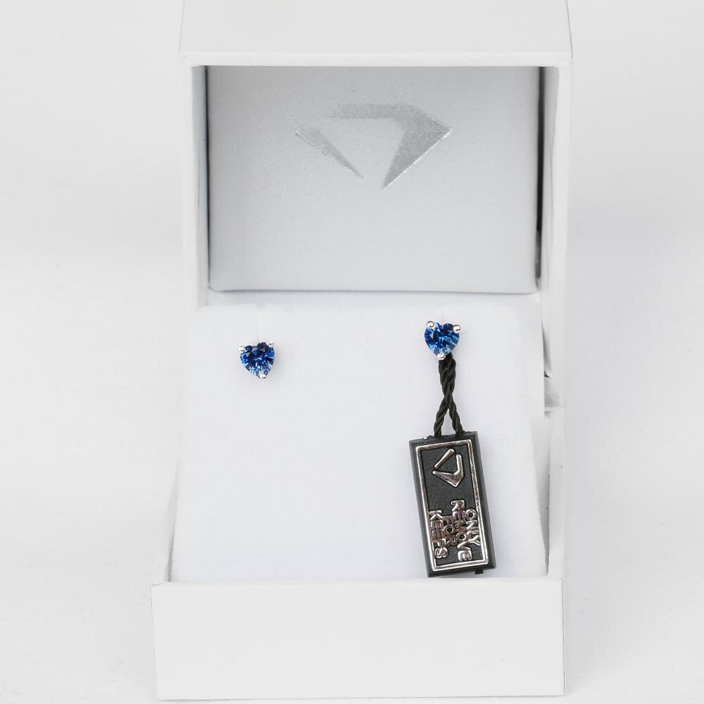 Charmisma 1ct Blue Sapphire Heart Platinum Plated Silver Stud Earrings #3